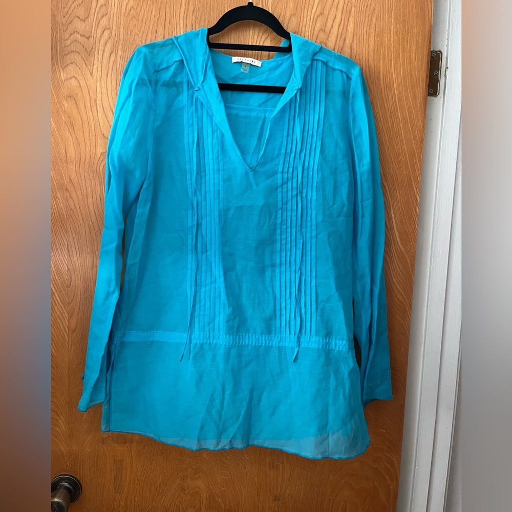 Saltaire hooded pin tucked vneck swim coverup 6